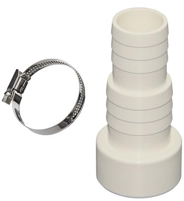 HAF® Schlauchverbinder mit 32/38mm Schlauchtülle x 50mm Klebestutzen inkl. 1x Edelstahl Schlauchschelle für Pool-, Teich- und Schwimmbadbau & sämtliche Bewässerungssysteme - Qualität: Made in Europe