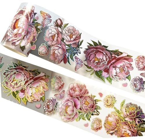 rockible Washi-Klebeband mit Haustieren, Bastelband, DIY-Dekor, Handbuch-Aufkleber, Masking Tape für Partydekorationen, Bücher, Kalender, Kinder, Teenager, Rote Pfingstrose