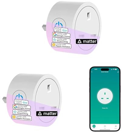 XENON Matter Smart Plug, Smart Socket, Alexa Plug for Applee Home, Alexa, Google, SmartThingss, Smart Home Automation, Timer and Schedule, 2.4G Wi-Fi Only, 13A, 2-Pack