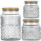Winter Shore Bocaux en Verre Gaufré avec Couvercles (Lot de 3) - Grand Pot a Bonbon Décoratif - Pot Cuisine avec Couvercle - Pot a Sel & Pot Farine - Bocaux Rangement Cuisine