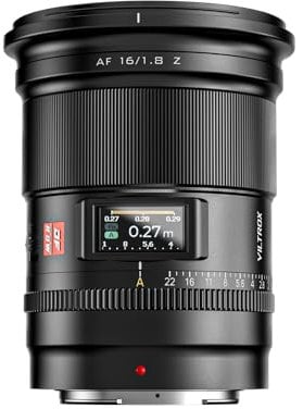VILTROX 16mm F1.8 Obiettivo Full Frame Messa a fuoco automatica per Nikon Z Mount Grande Apertura Obiettivo per fotocamera Grandangolare Schermo LCD incorporato