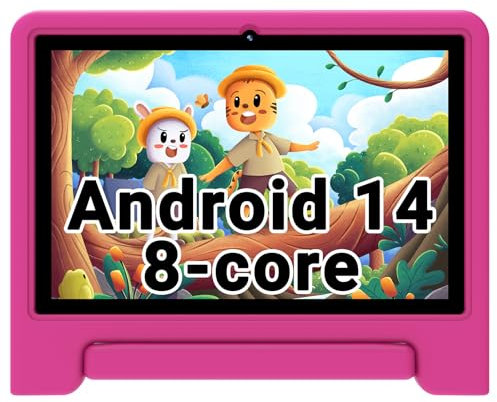 ApoloSign Kids Tablet-2024, Android 14 Tablet for Kids, 10.1-inch Tablet for Toddlers, Octa-core, 6(3+3) GB RAM,64GB ROM, Parental Control, 8-hr Battery, Wi-Fi6, BT5.0, Droop-Proof Case (Pink)