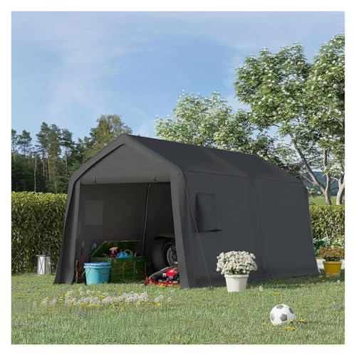Carport Portatile Per Esterni Riparo for auto da esterno for impieghi gravosi da 8x14 piedi con struttura in metallo e prese d'aria, capannone for garage portatile for biciclette e motociclette