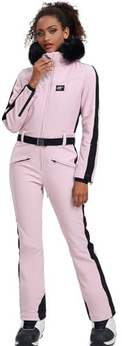 YEEFINE Damen Skianzug Einteiler Schneeanzüge Wasserdicht Jumpsuits Snowboard Anzug Onesies Winter Outdoor Schneeanzüge, Pink, Large