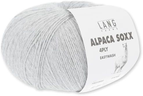 Frida's Wollhaus Lang Yarns 100 g Alpaca Soxx 4-fach Wolle Stricken Alpaka Easywash 64 Farben (003 | Hellgrau Mélange)