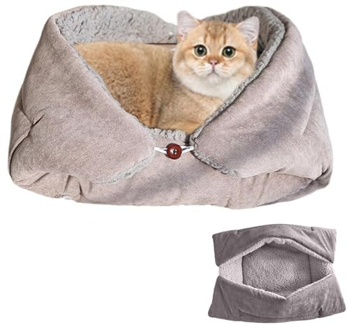 Camas para gatos de interior, 2 en 1, manta cálida para mascotas, cojín de felpa para gatos, sofá lavable para gatos, cama para mascotas para gatos y perros pequeños