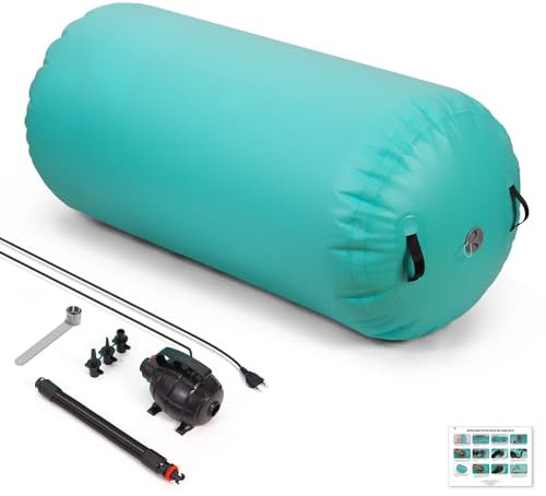 Todeco Air Roller 120x75cm Gonflable Rouleau d'Air, Cylindre de Gymnastique, Barrel Gymnastique Tumbling, Tapis de Gymnastique, Vert
