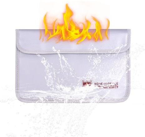 Sonew Feuerfeste Dokumententasche, Feuerfeste Geldtasche, Silikonbeschichtete Tasche mit Doppelreißverschluss für die Aufbewahrung von Bargeld Dokumenten Schmuck Pässe