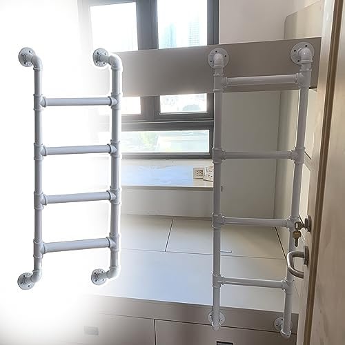 Heavy Duty White Metal Wall Mounted Ladder for Bunk Bed Easy Installation & Safe Climbing 100cm Height Home Decor & Shelves