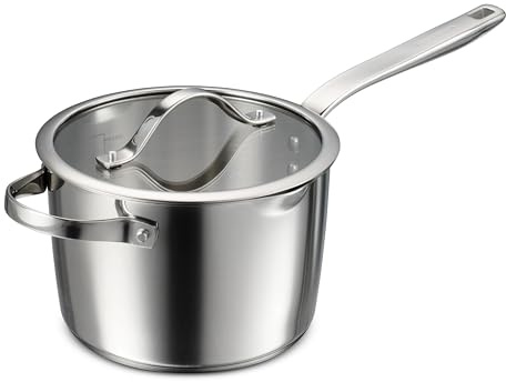Tramontina Tempo Tri-Ply Base Stainless Steel 4-Quart Sauce Pan with Glass Lid, Induction-Ready Saucepan, Oven-Safe, Dishwasher-Safe