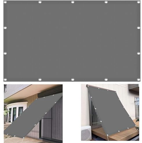 Voile d'ombrage Rectangulaire 150 x 450 cm Protection Solaire, Résistant Aux Intempéries, Toile Ombrage PES Résistant à l'eau avec Cordons et Oeillets pour Jardin, Pergola, Piscine, Gris Clair