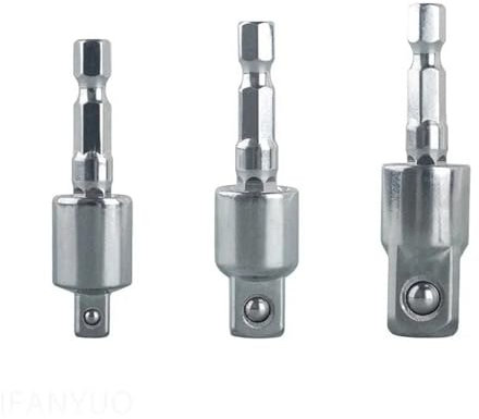 Générique Lot de 3 Tournevis pneumatiques à 360 degrés, Adaptateur Universel, Tige hexagonale, tête carrée, Extension pivotante, Ensemble d'outils