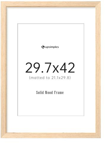 upsimples Bilderrahmen A3 Holz, Natur Echtholz Bilderrahmen A3, Holzbilderrahmen Poster Echtholz