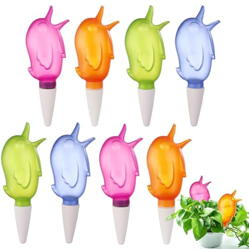8 Pack Self Watering Spike,Plant Watering Globes Automatic Drip Irrigation Self-Watering Stakes Moist Roots for Indoor Outdoor Plants,Bird Shape