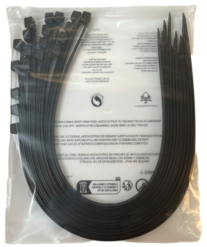 EzySup Extra große Kabelbinder, strapazierfähig, für den Außenbereich, 600 mm x 12 mm, 110 kg Zugfestigkeit (14, Schwarz)