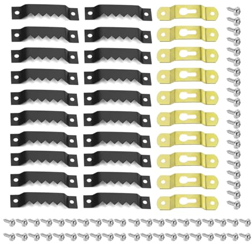 ZENQARI 30 Pezzi Ganci per quadri Ganci a Zigzag per Foto Ganci per Cornici da Foto Con Viti 20 Pezzi Denti 10 Pezzi Ganci Nascosti