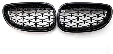 Car Racing Grill Für E60 Für E61 5er 2003-2009 Diamant-Front-Nierengrill Meteor Style Grill Chrome Kühlergrill(Voll schwarz)