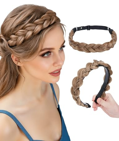 Braunes Messy Braided Haarband Zöpfe Elastisches Haarband mit Zahn Elegantes Zöpfe-Haarteil 2er-Set