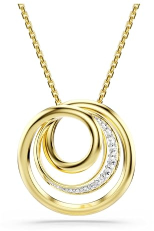 Swarovski Hyperbola Halskette, Rundschliff, Weiß, Goldlegierungsschicht