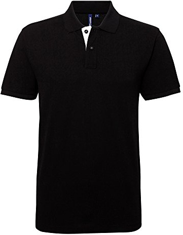 Asquith & Fox Men's Asquith and Fox Men's Classic Fit Contrast Polo Regular Fit Short Sleeve Polo Shirt, Multicolour (Black/White 000), XX-Large (Manufacturer Size:2XL)