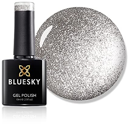 Bluesky Gel Nail Polish, Silver Glitter A018, Long Lasting, Chip Resistant, 10 ml (Requires Drying Under UV LED Lamp)