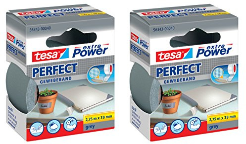 tesa extra Power Gewebeband (38mm ? 2er Pack, Grau)