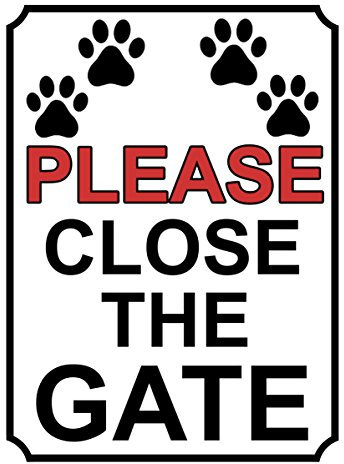 SHAWPRINT PLEASE CLOSE THE GATE METAL SIGN DOG PAW PRINT THEME 200MM X 150MM (20H1) (Metal, 8 x 6 (200mm x 150mm))