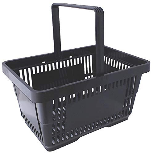 Einkaufskörbe 10 Stück schwarz mit einem Tragegriff aus Plastik 20 Liter Verkaufskörbe stapelbar Griff schwarz