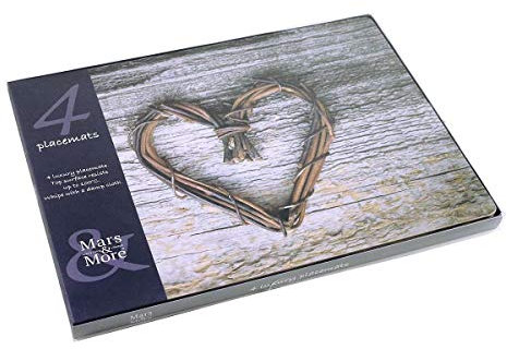 440s Mars & More 4-teiliges Tischset-Set, Weiden Herz Holz | MM-SCPMHT | 8716522043723