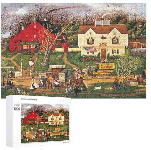 Jigsaw Puzzles - Charles Wysocki - Fireside Companions - 1000 Pieces Jigsaw Puzzle Challenging and Stimulating Puzzle Game Wall Art Unique Gift, Style-8