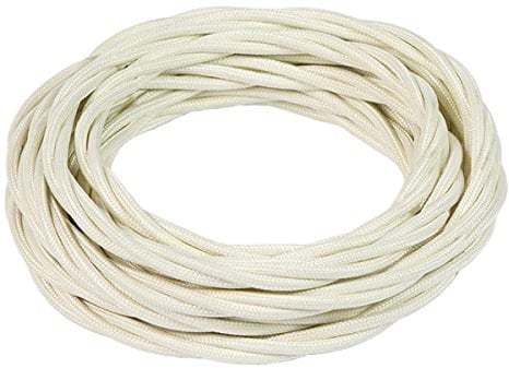 FANTON cavo elettrico tessile colore avorio treccia seta 10mt 3G1,5 filo rivestito in tessuto vintage stile retrò per lampadari applique 93828-10