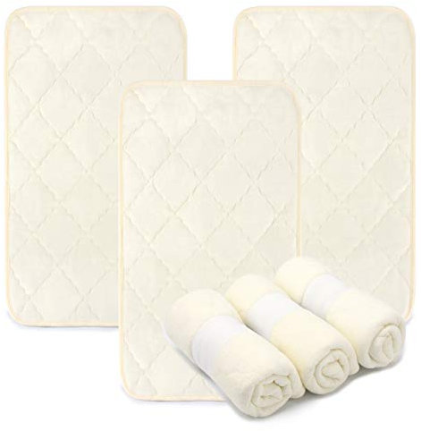 PEKITAS Lot de 3 matelas à langer imperméables pour bébé en fibre de bambou enroulable portable 35 x 70 cm