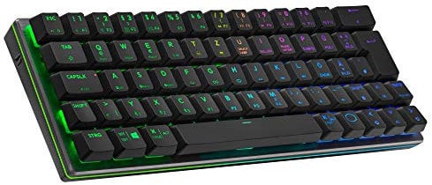 Cooler Master SK622 Gaming-Tastatur, 60%-Konfiguration, mechanische Schalter mit niedrigem Profil, RGB-Beleuchtung, Bluetooth-& Kabelverbindung, Apple/PC/Smartphone-kompatibel - DE Layout