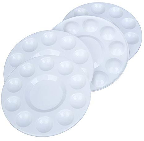 Paint Mixing Palette Tray 4 Pcs Round Plastic Art Supplies for Kids and Adults to Create DIY Craft Professional Art Painting