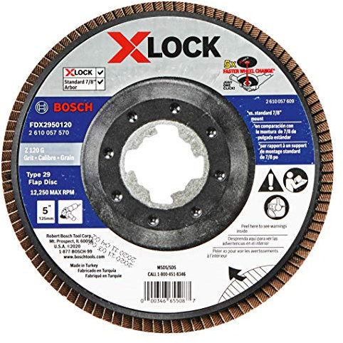 BOSCH FDX2950120 X-LOCK Fächerscheibe, 120 Körnung, kompatibel mit 7/8 Zoll, Dorn Typ 29 für Anwendungen im Metallmischen und Schleifen