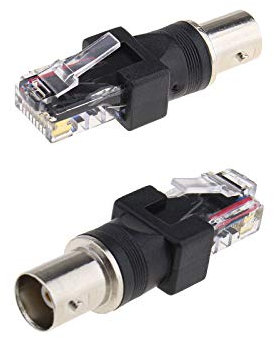 YINETTECH 2pcs BNC Femelle à RJ45 Mâle RF Adaptateurs Coupleur de Connecteur Coaxial pour Équipement Surveillance Périphérique d'ordinateur