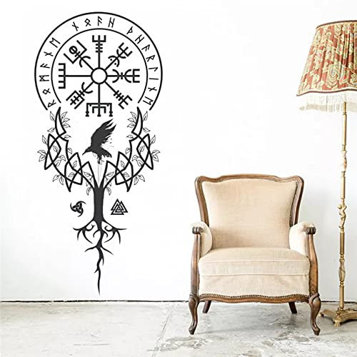 Vinyl Viking Baum Wandtattoo Dekoration Poster Abnehmbare Schlafzimmer Wohnzimmer Dekoration Tapete Aufkleber Wandbild 51x108cm