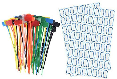 sourcing map 70Stk Nylon Kabelbinder Tags Etiketten Marker Selbstsichernd zum Markieren Organisieren 7 Farben