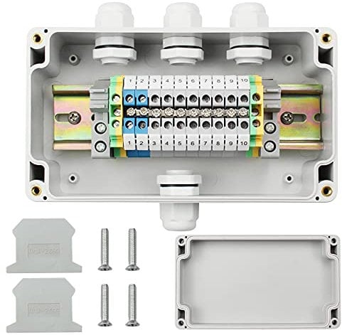 suaywo IP66 Scatola di Giunzione Impermeabile 1 Su 3 Fuori Scatola di Derivazione Esterna Con Morsettiera su Guida DIN, per Progetti di Automazione, Garage, Progetti Fai-Da-Te