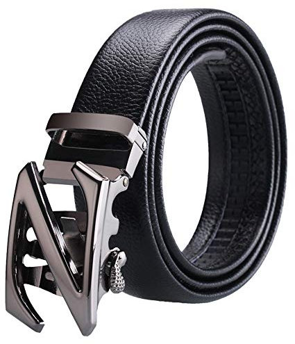 Lässige Herrengürtel Automatische Schnalle der Herren Großer Z-Buchstaben Gürtel Seitengurt mit kantigem Lederschnalle Gürtel für Anzüge, Jeans (Farbe : Black, Size : 120cm)