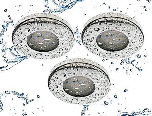 Trango 3er Set IP65 LED Einbaustrahler 6729IP65-038MO aus Edelstahl poliert inkl. 3x 5 Watt 3000K warmweiß Ultra Flach LED Modul für Bad, Dusche, Einbauspots, Deckenstrahler, Deckenlampe Badleuchte