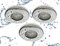 Trango Set di 3 faretti LED IP65, 6729IP65-038MO, in acciaio inox lucido, con 3 x 5 Watt, 3000 K, bianco caldo, modulo LED ultra piatto, per bagno, doccia, faretti da incasso, faretti da soffitto,