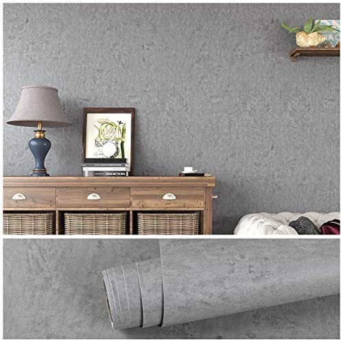 VEELIKE Carta da Parati Effetto Cemento Grigio 60cm x 900cm Carta Adesiva Vintage Pellicola Autoadesiva per Mobili Paraschizzi Cucina Muro Adesivo Pellicola Adesiva Impermeabile per Bagno Vinile