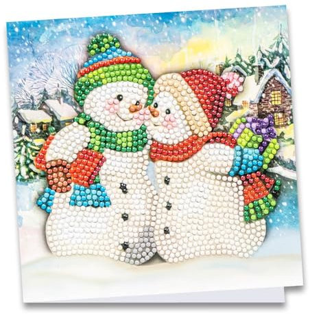 Ideen mit Herz Diamond-Painting-Grußkarte | 16 cm x 16 cm | 370 g/m² | Inkl. Umschlag & Werkzeug (Schneemänner 4)