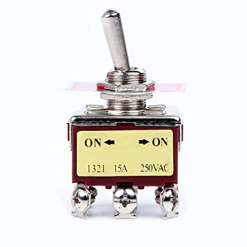 Interrupteur à bascule 250 V 15 A ON/ON 6 broches en fer 2 positions miniatures en métal E-TEN-1321 pour bateau et camion