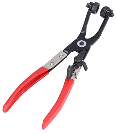 Schlauchklemmenzange, 45° Abgewinkelte Flachbandzange, PVC + Legierter Stahl Schlauchschellenzange, Schlauchschlüssel mit Drehbarer Backenverriegelung