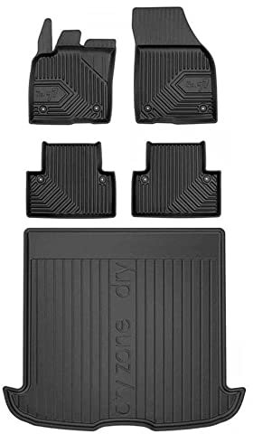 MOTOS Satz Gummifußmatten und Kofferraummatten passend für Volvo V50 2004-2012 Kombi, 31cm zwischen Mattensteckern Verbessern Sie Ihren Reisekomfort mit Antirutschmatte Auto 3D- Allwetter fußmatten Au