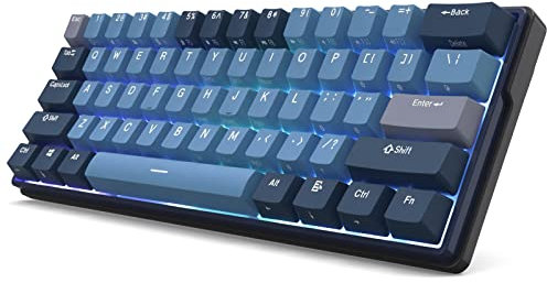 RK ROYAL KLUDGE RK61 Plus Wireless Mechanical Keyboard, 60% Percent Gaming Keyboard with Bluetooth/2.4G/Wired, Hot Swappable RGB PC Keyboards with USB Hub for Win/Mac, Silence Linear SkyCyan Switches