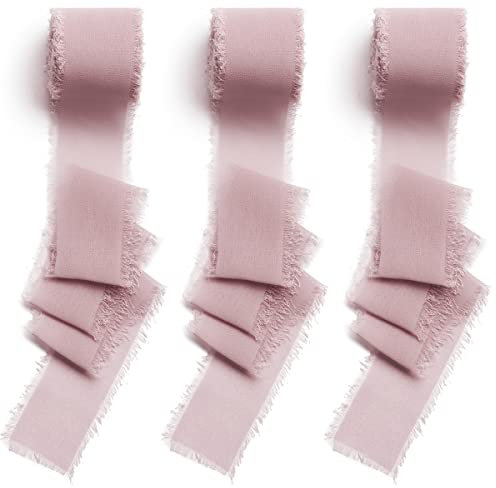 CHUQING 3 Rollen Chiffon Geschenkband Altrosa Schleifenband Hochzeit Bänder Dekoratives Chiffonband für Blumenstrauß,Geschenkverpackung,Hochzeits Einladung