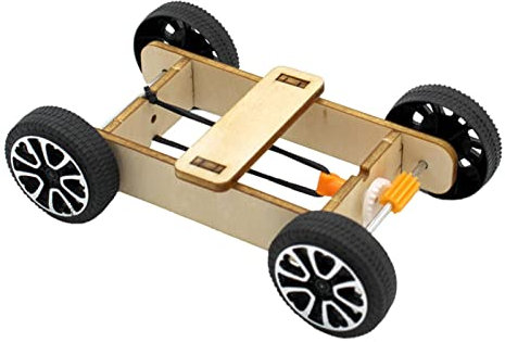 Wood DIY Car Model Kits,Physics Science Rubber Band Car Assemble Teaching Learning Cognitive Toys Wooden Model Car for, Girls Boys, 10.5cmx6.5cmx3cm